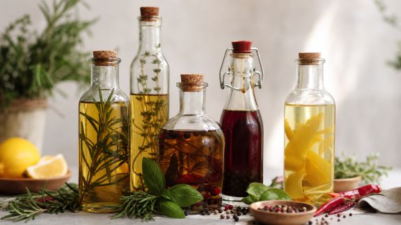 Huiles et vinaigres aromatisés : secrets pour sublimer vos plats végétariens de fête